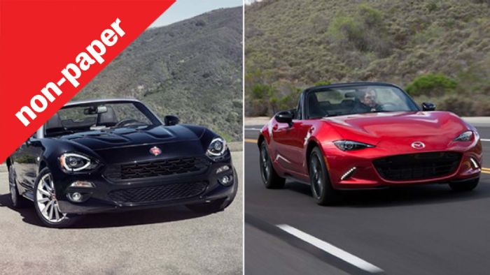 Mazda MX-5 vs Fiat 124 Spider = Fiata... Με άλλα λόγια πόσο Miata είναι το roadster της Fiat; Mazda MX-5 vs Fiat 124 Spider = Fiata... Με άλλα λόγια πόσο Miata είναι το roadster της Fiat;